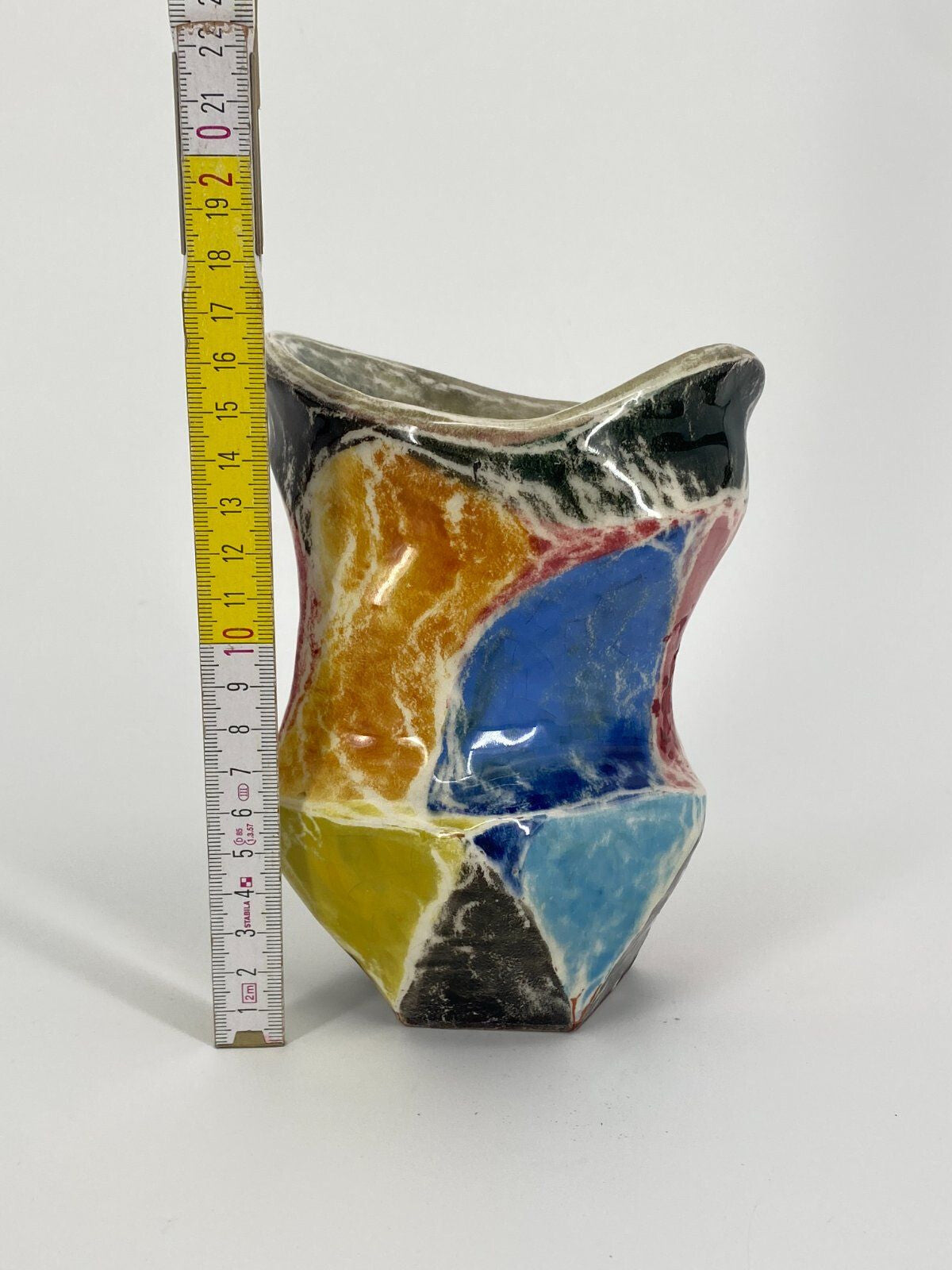* STUDIOKERAMIK VASE BUNT ORGANISCHES DESIGN POSTMODERN VINTAGE