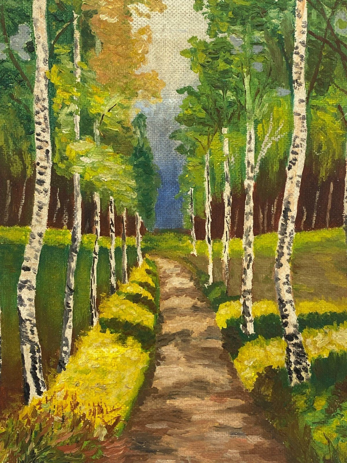 *ÖLGEMÄLDE BIRKENALLEE LANDSCHAFT PARK WALDWEG 1961 G. NOR SIGNIE
