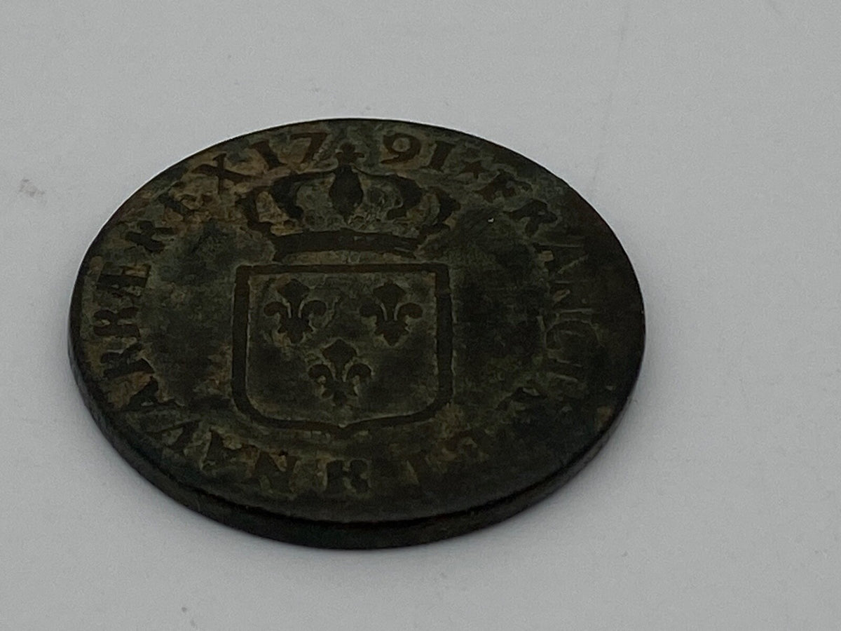 SOL ECU LOUIS XVI 1791 LILLE LUDOV D.GRATIA FRANKREICH KUPFER MÜNZE