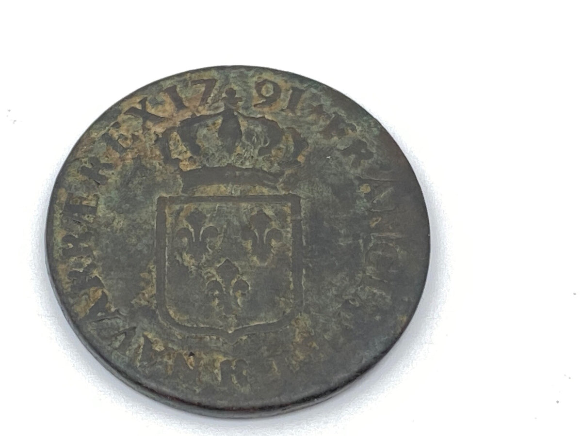 SOL ECU LOUIS XVI 1791 LILLE LUDOV D.GRATIA FRANKREICH KUPFER MÜNZE