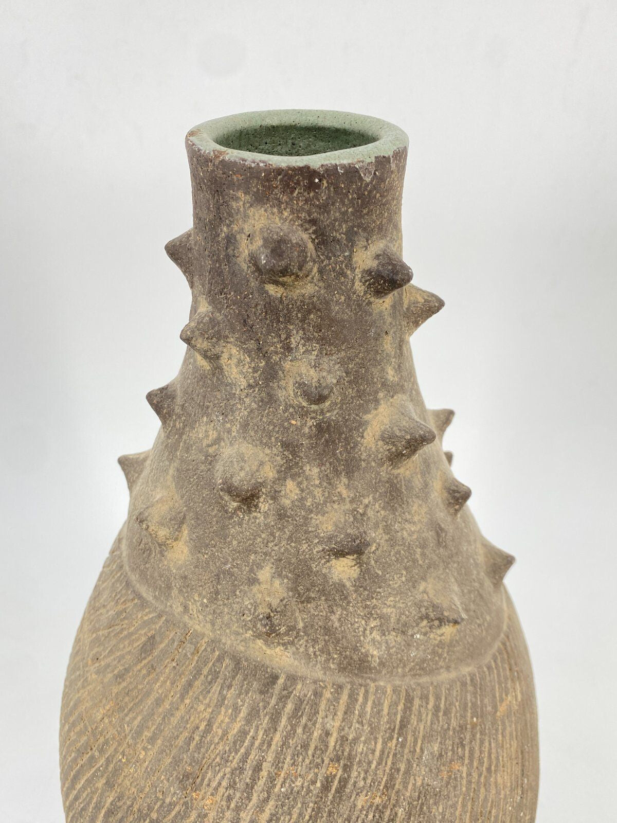 * VASE KERAMIK OAXACAN SPITZEN MID CENTURY BRUTALISMUS STEINZEUG TON MEXICO