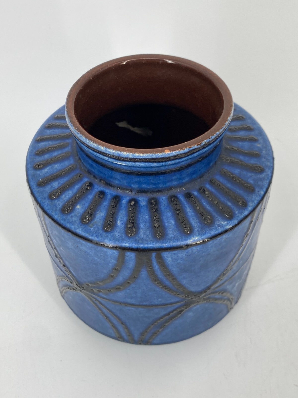 * KERAMIK VASE CARSTENS 1264-16 BLAU SCHWARZ BRAUN 60ER MID CENTURY VINTAGE 15CM