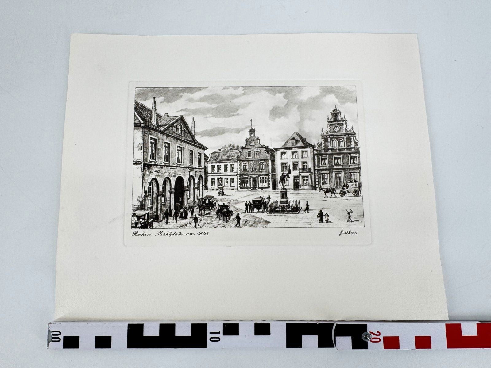 * HEINZ WEHLISCH RADIERUNG BORKEN MARKTPLATZ UM 1895 ANSICHT