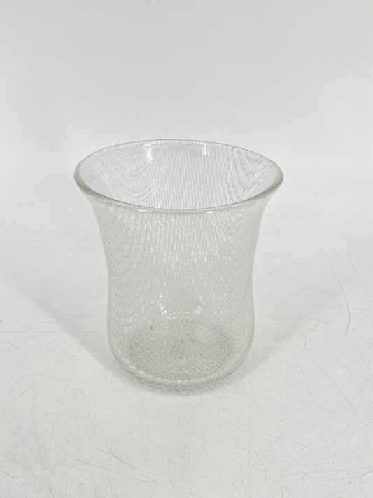 * GLAS VASE MERLETTO RETICELLO FADENGLAS MUNDGEBLASEN NETZMUSTER VINTAGE