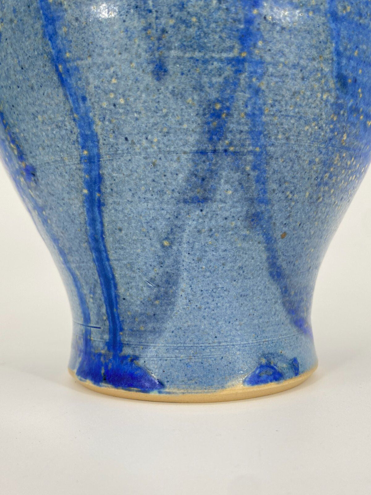 * STUDIOKERAMIK VASE BLAU LAUFGLASUR AQUARELL VINTAGE 21CM
