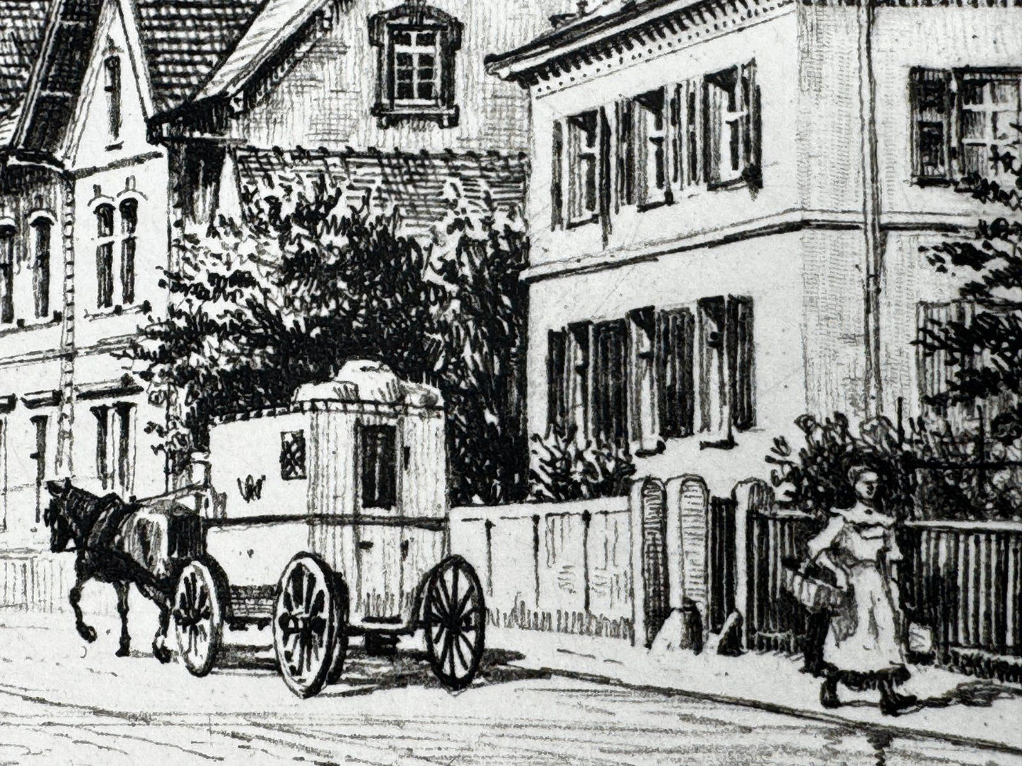 * HEINZ WEHLISCH ORIGINAL RADIERUNG KIRCHSTRAßE SCHUTTERWALD 1900