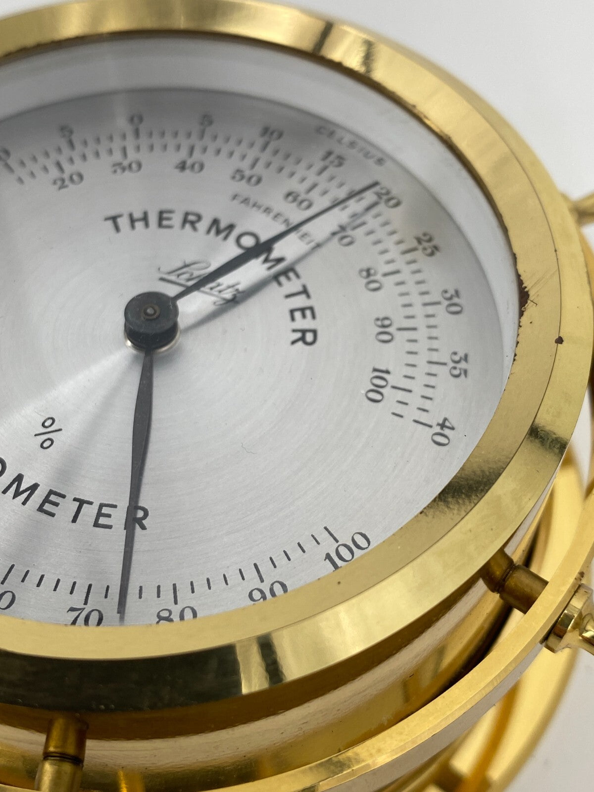 * THERMOMETER HYGROMETER SCHATZ WETTERMESSINSTRUMENT MESSING STEUERRAD VINTAGE