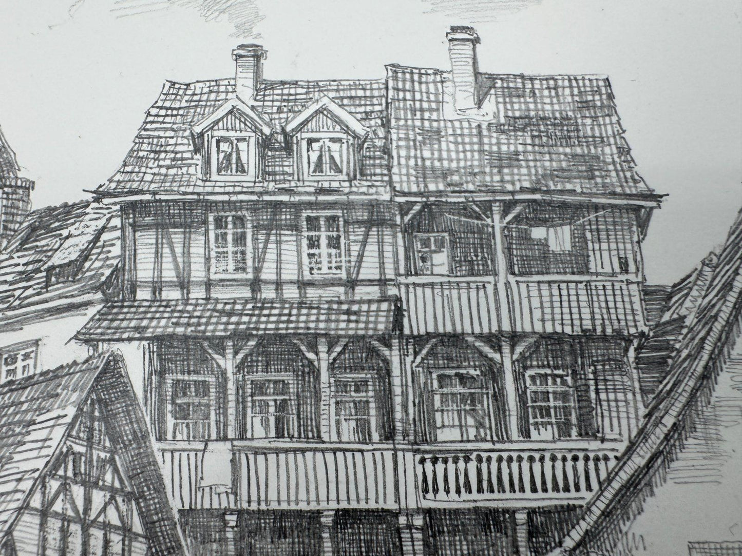 * HEINZ WEHLISCH ZEICHNUNG WEINHEIM UM 1880 ANSICHT SIGNIERT