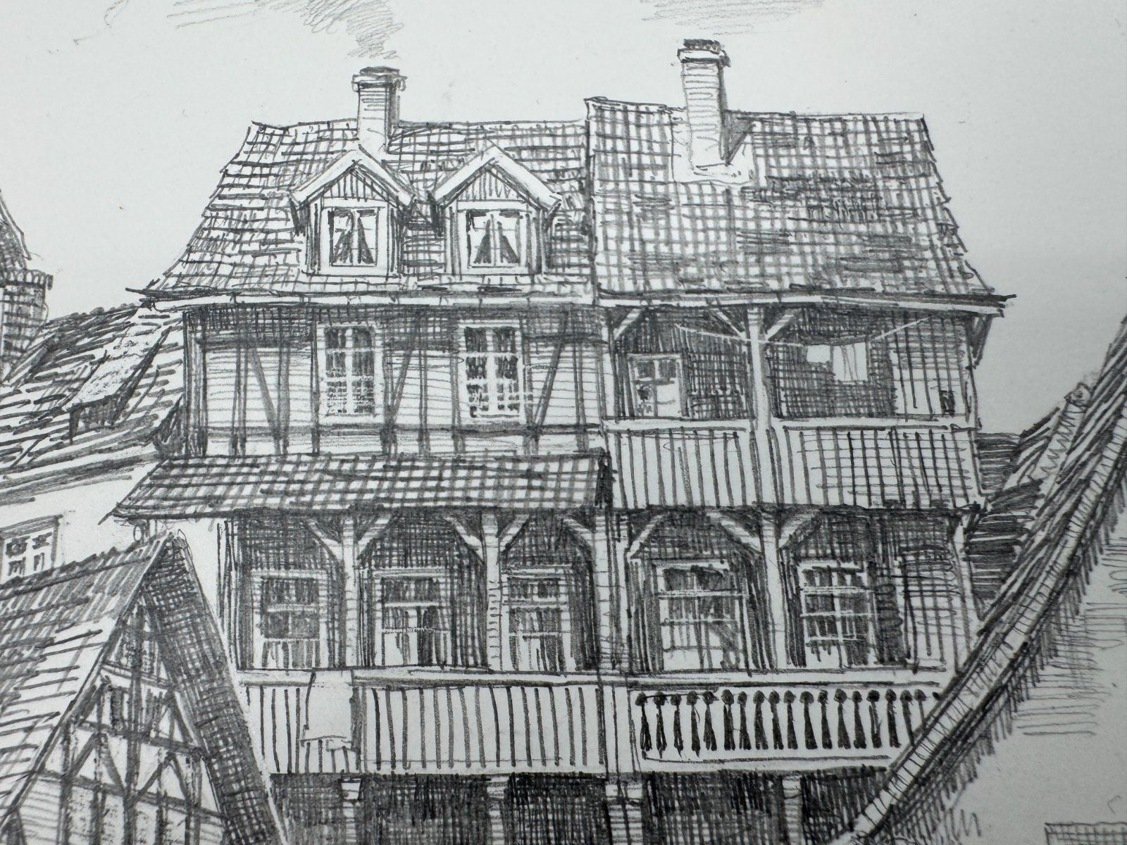 * HEINZ WEHLISCH ZEICHNUNG WEINHEIM UM 1880 ANSICHT SIGNIERT