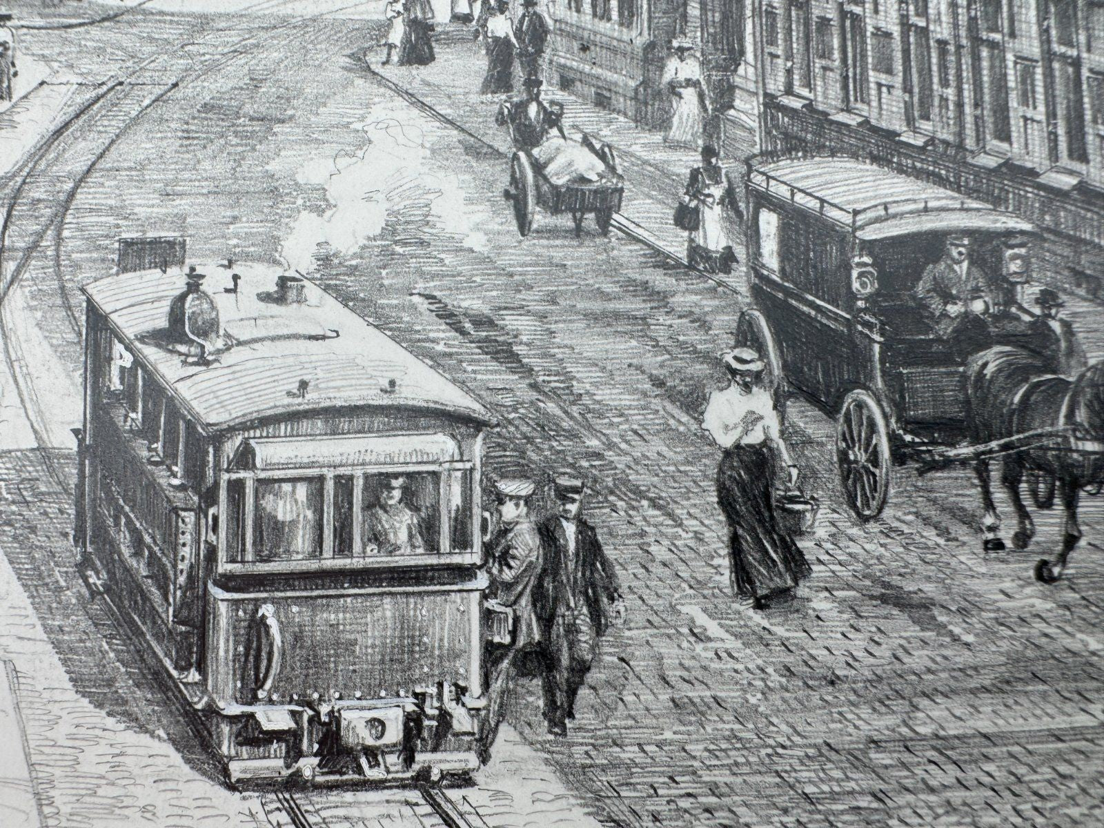* HEINZ WEHLISCH ZEICHNUNG PFORZHEIM LEOPOLDPLATZ 1903 ANSICHT SIGNIERT