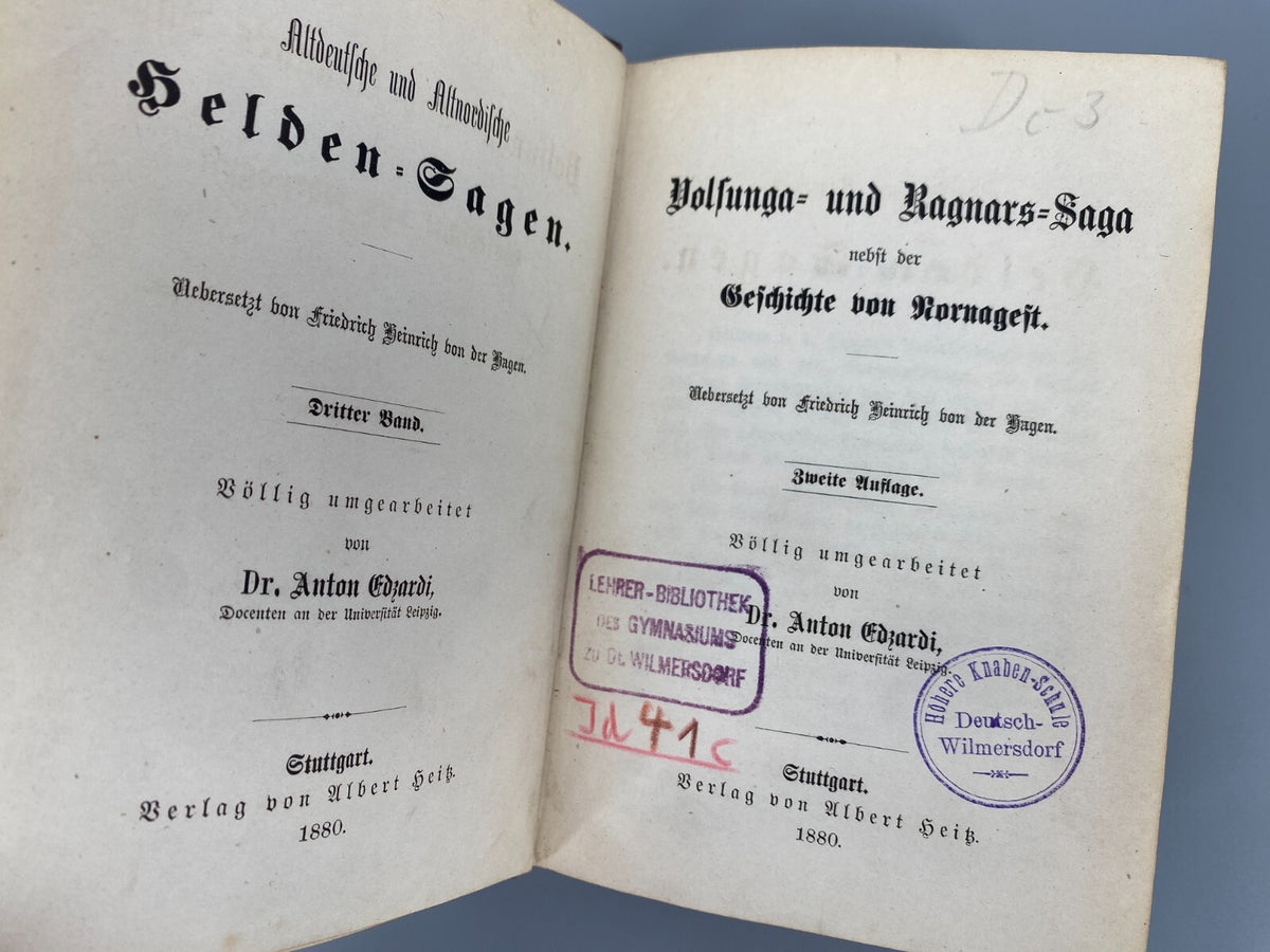 * BUCH VOLSUGA- UND RAGNARS-SAGA NEBST DER GESCHICHTE VON NORNAGEST 1880 STUTTGA
