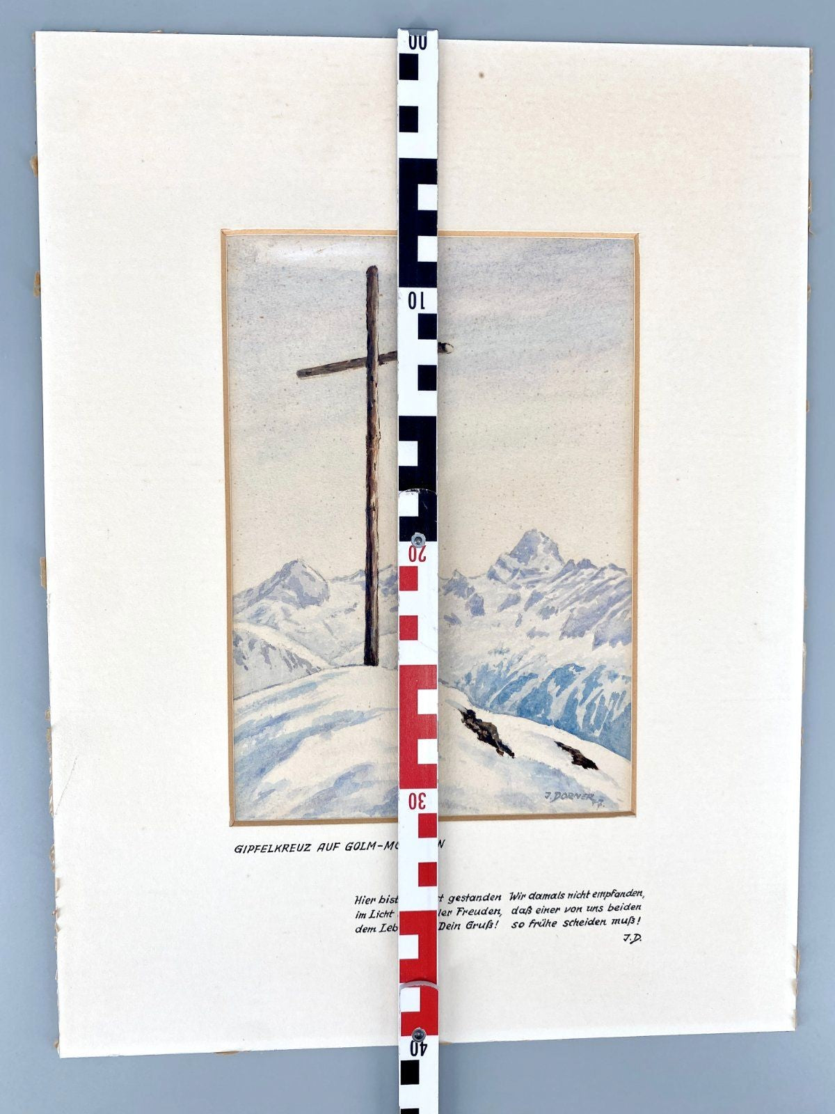 * AQUARELL GIPFELKREUZ TRAUERLYRIK ÖSTERREICH GOLM DORNER