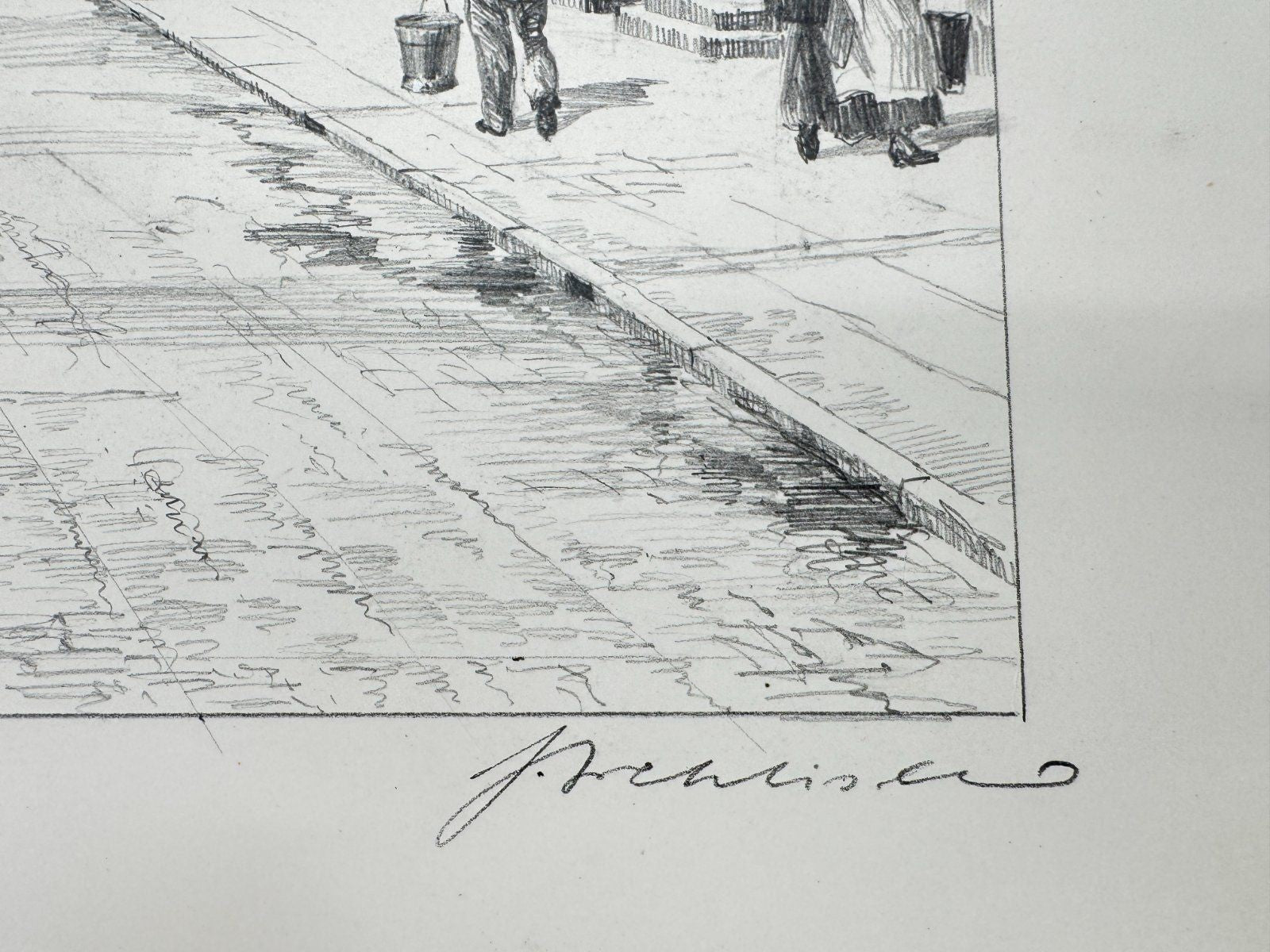 * HEINZ WEHLISCH ZEICHNUNG BURGDORF MARKTSTRAßE ANSICHT SIGNIERT