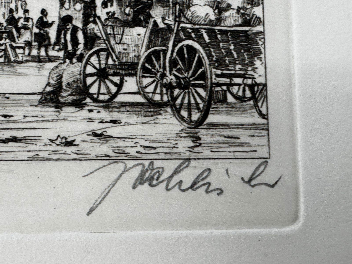 * HEINZ WEHLISCH RADIERUNG SCHALKE MARKT UM 1910 ANSICHT