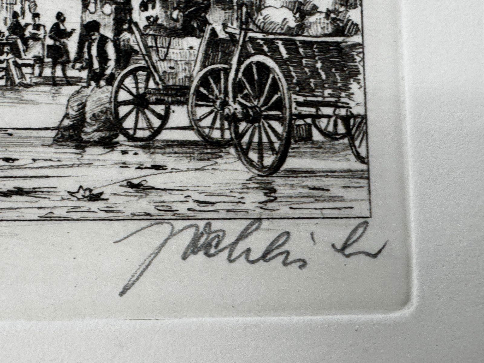 * HEINZ WEHLISCH RADIERUNG SCHALKE MARKT UM 1910 ANSICHT