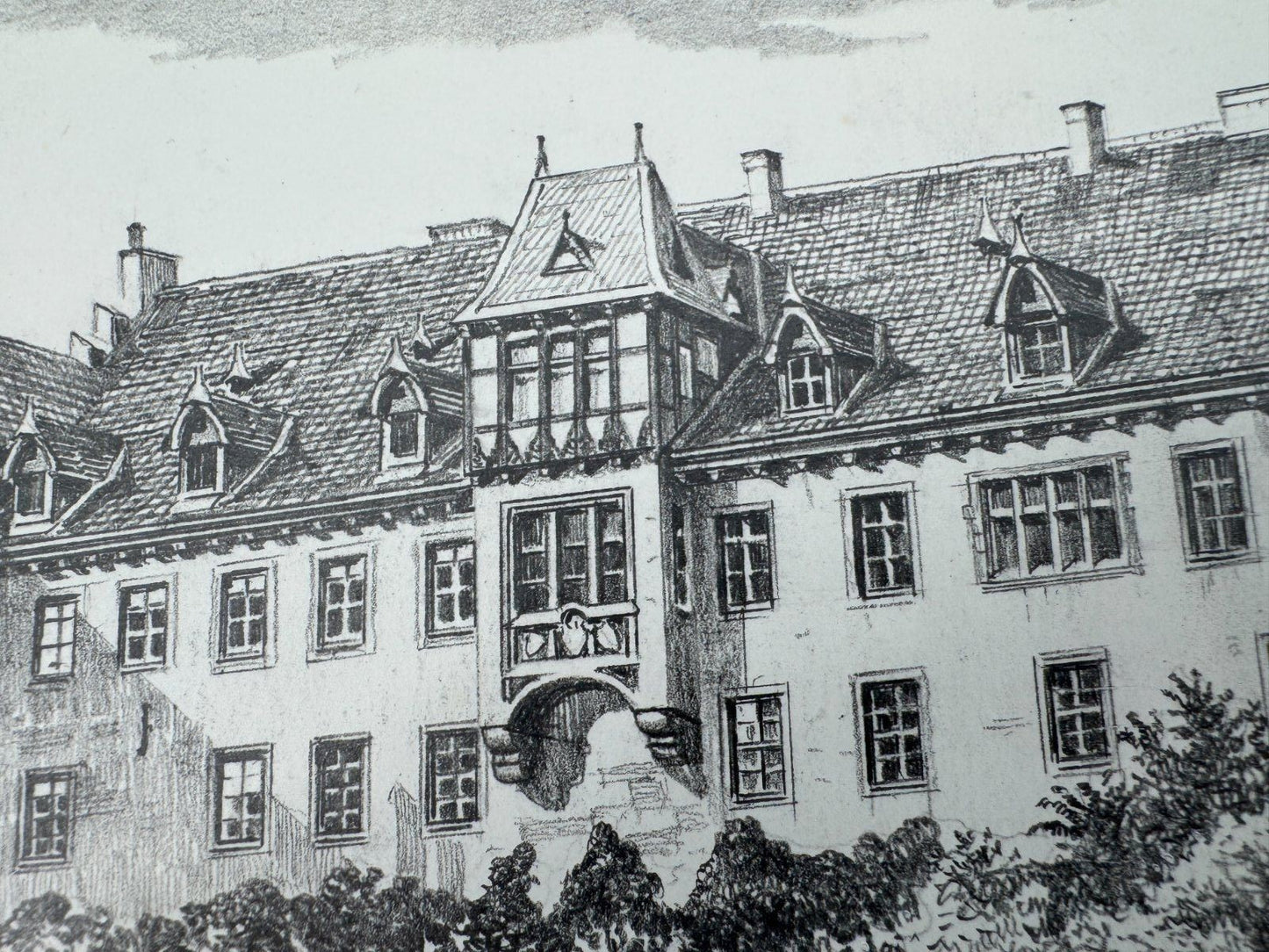 * HEINZ WEHLISCH ZEICHNUNG MEININGEN SCHLOßHOF ANSICHT SIGNIERT
