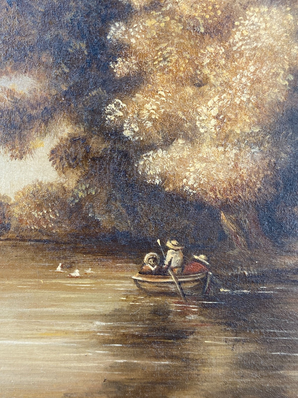 * ÖLGEMÄLDE LANDSCHAFT MIT FISCHER HANNA GOSZCZYNSKA 1985 VINTAGE