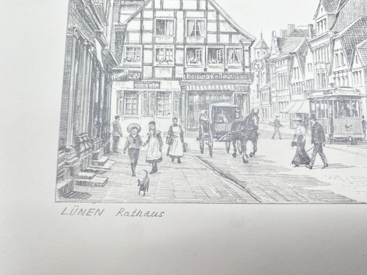 HEINZ WEHLISCH ZEICHNUNG LÜNEN RATHAUS UM 1890 HANDSIGNIERT