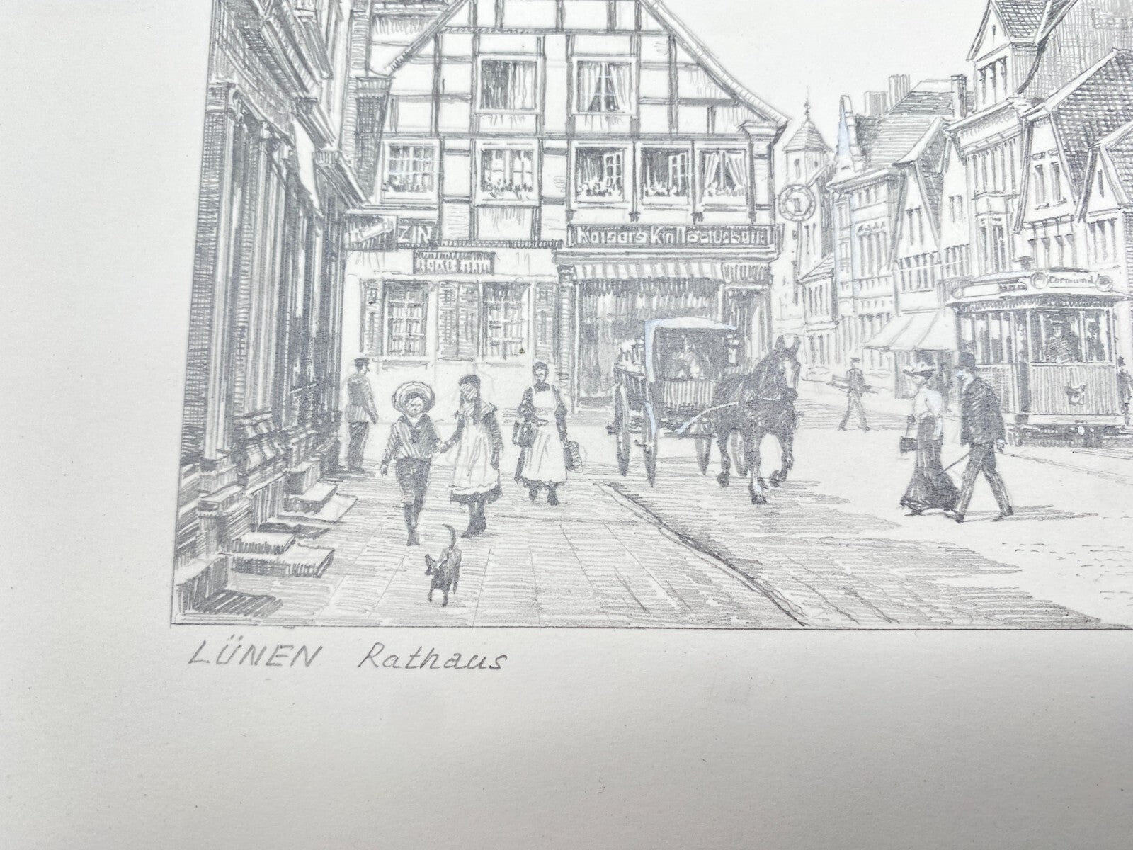 HEINZ WEHLISCH ZEICHNUNG LÜNEN RATHAUS UM 1890 HANDSIGNIERT