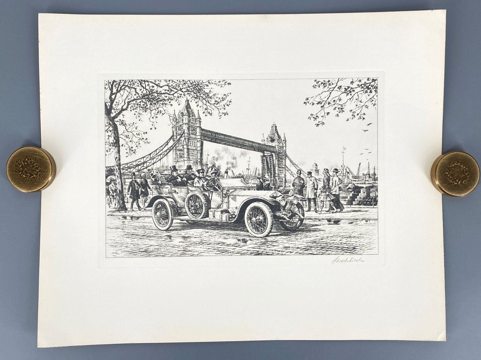*5x GRAFIK HEINZ WEHLISCH AUTOMOBIL OLDTIMER LONDON PARIS MÜNCHEN