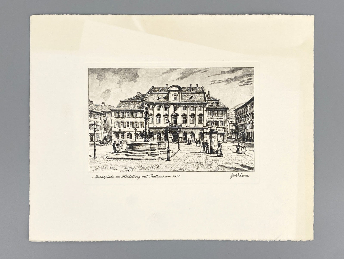 *2x RADIERUNG HEINZ WEHLISCH HEIDELBERG ANSICHTEN PFERDEBAHN MARKTPLATZ ORIGINAL