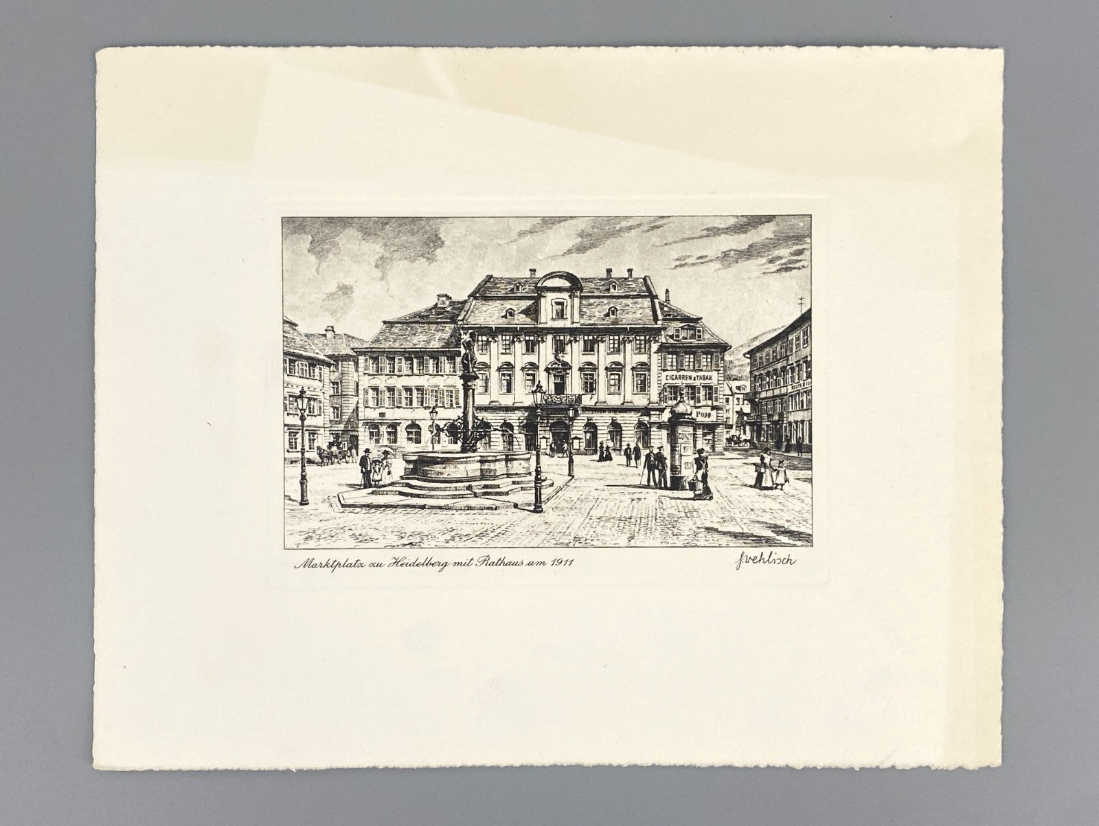 *2x RADIERUNG HEINZ WEHLISCH HEIDELBERG ANSICHTEN PFERDEBAHN MARKTPLATZ ORIGINAL