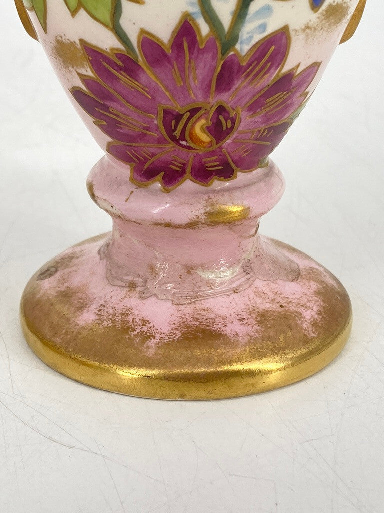 * 2 x VASE PRUNKVASE HENKELVASE BONN FRANZ ANTON MEHLEM PORZELLAN GOLD FLORAL