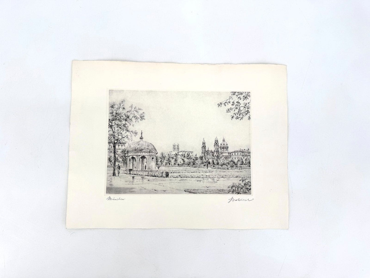 * GRAFIK MÜNCHEN HOFGARTEN DIANATEMPEL THEATINERKIRCHE WEHLISCH