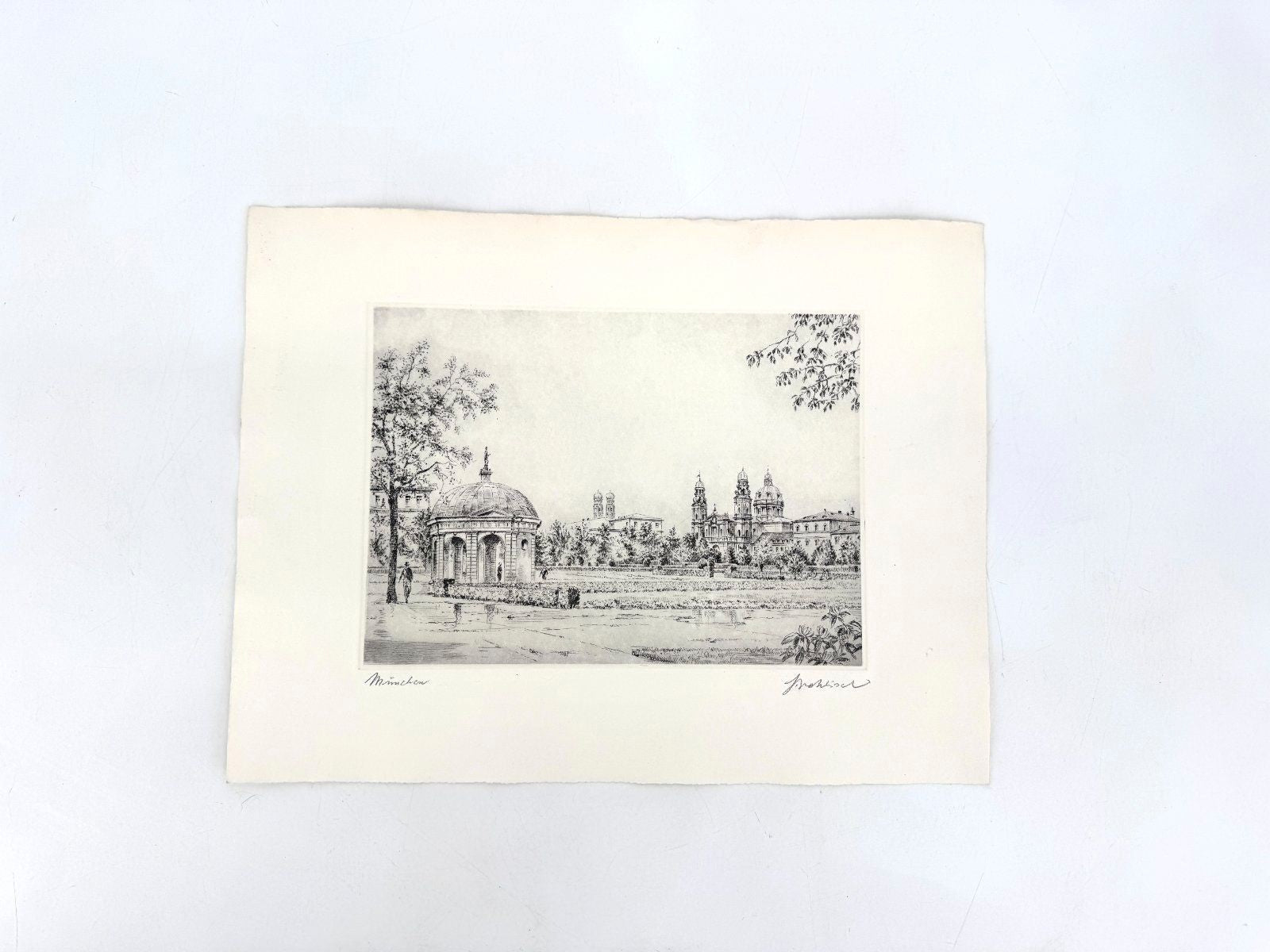 * GRAFIK MÜNCHEN HOFGARTEN DIANATEMPEL THEATINERKIRCHE WEHLISCH