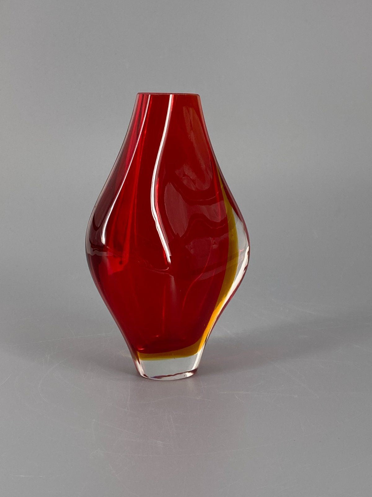 * SOMMERSO GLAS VASE ROT ORANGE MURANO GLAS ITALIEN MID CENTURY