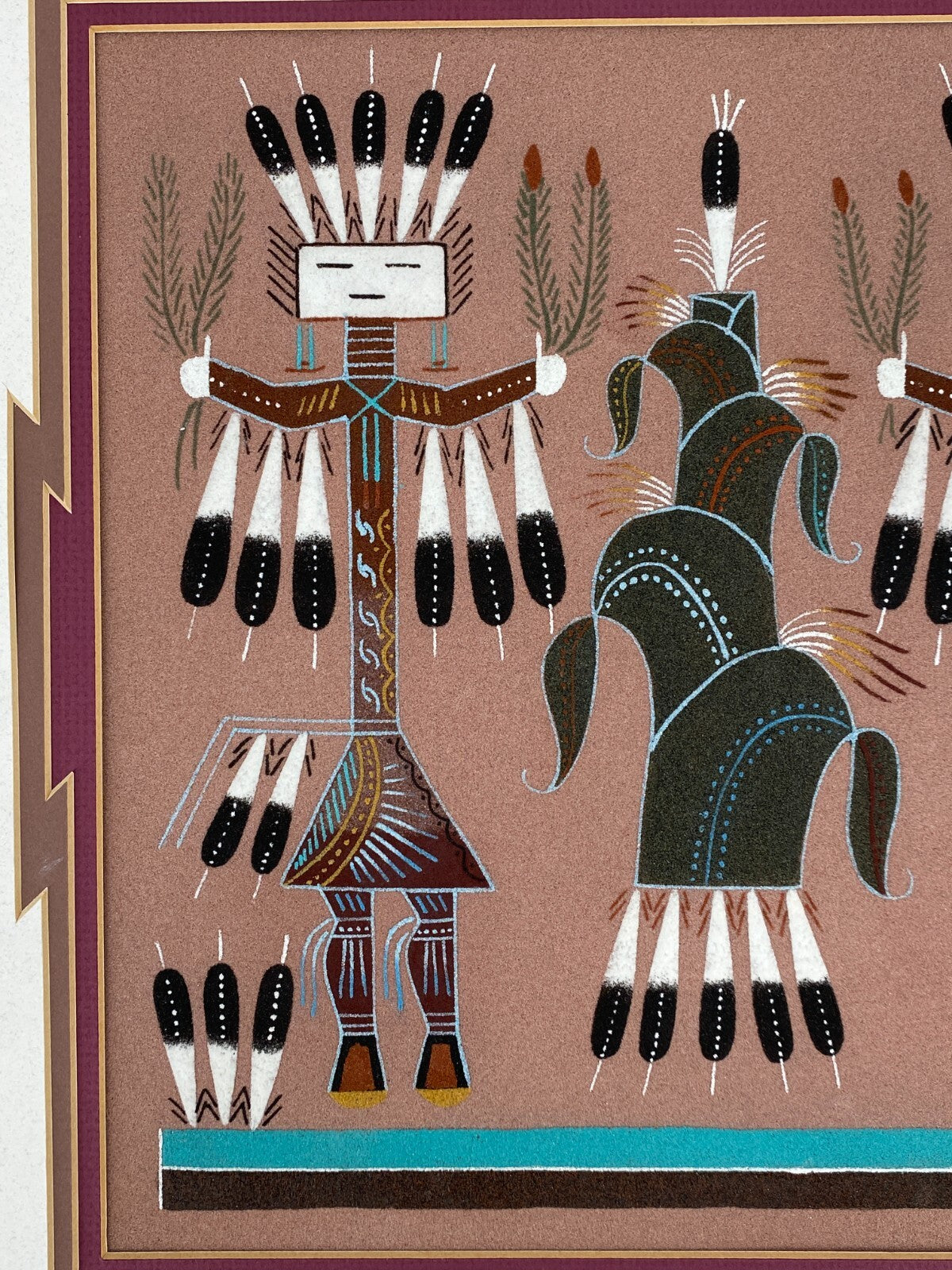 * GEMÄLDE  NAVAJO SANDMALEREI KUNST NATIVE AMERICAN USA STAMMESKUNST ORIGINAL
