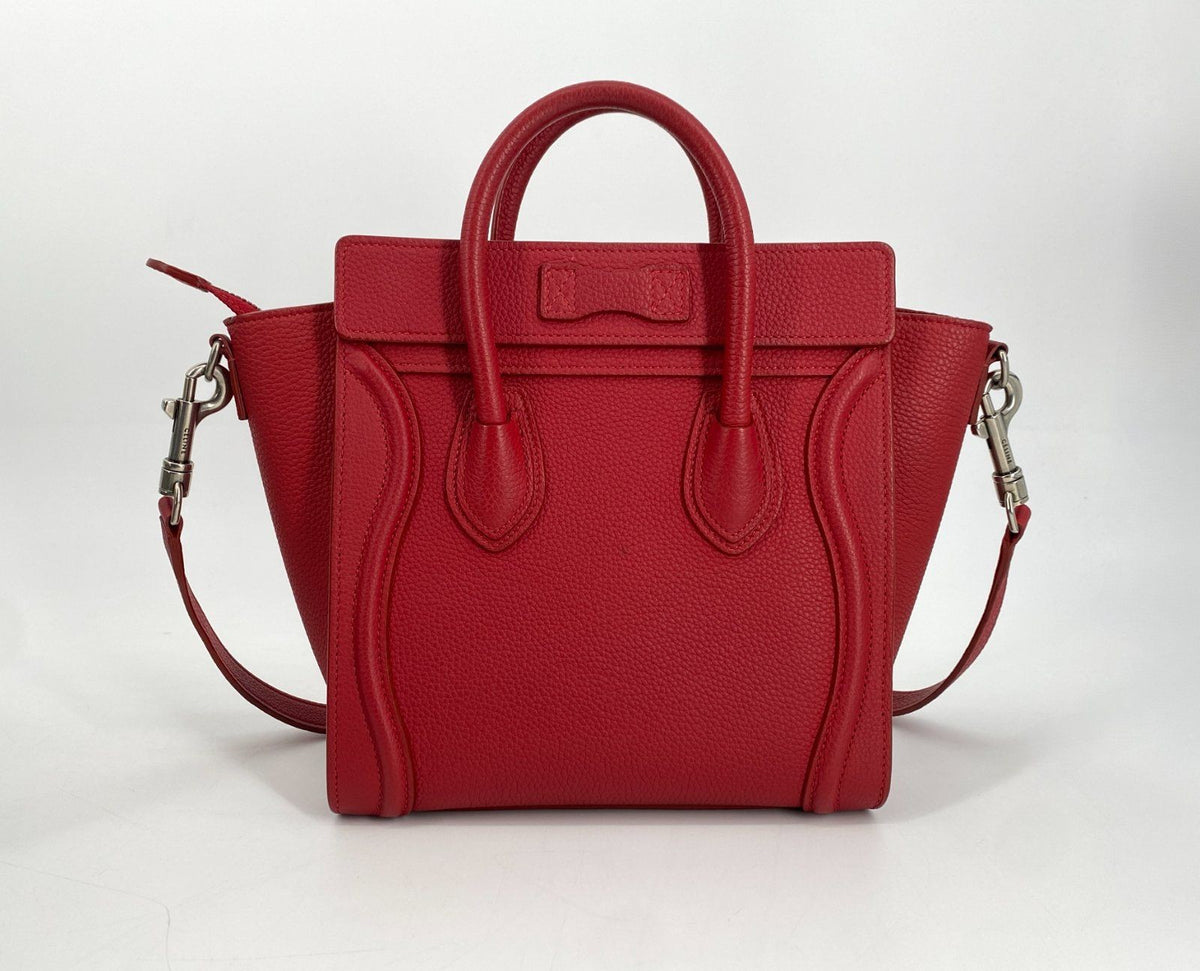 *HANDTASCHE CÉLINE LUGGAGE NANO LEDER POP RED SCHULTERRIEMEN ITAL