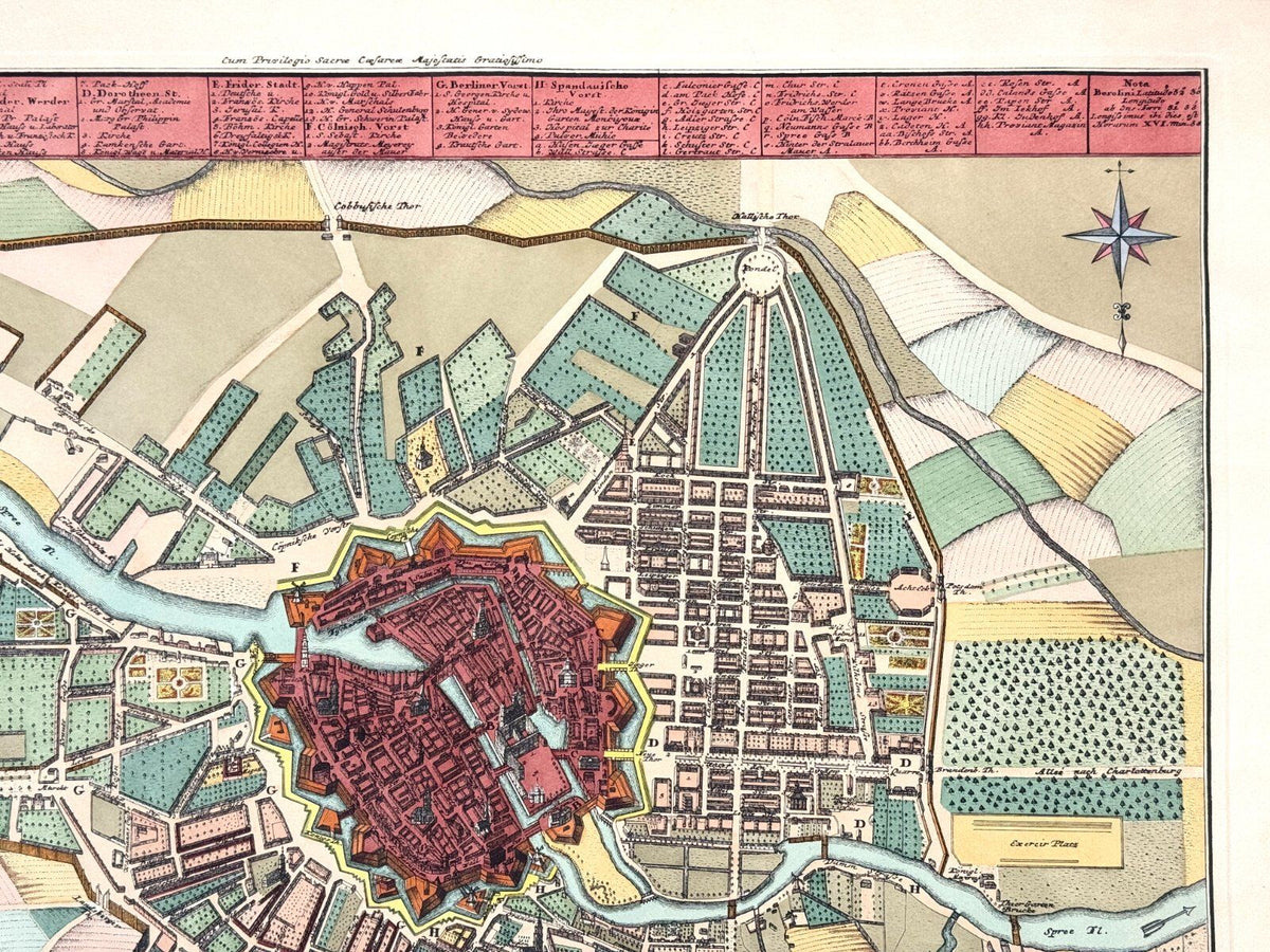 *RADIERUNG ALTE KARTE BERLIN 1737 WALTERN HOMANN KOLORIERT KOPIE