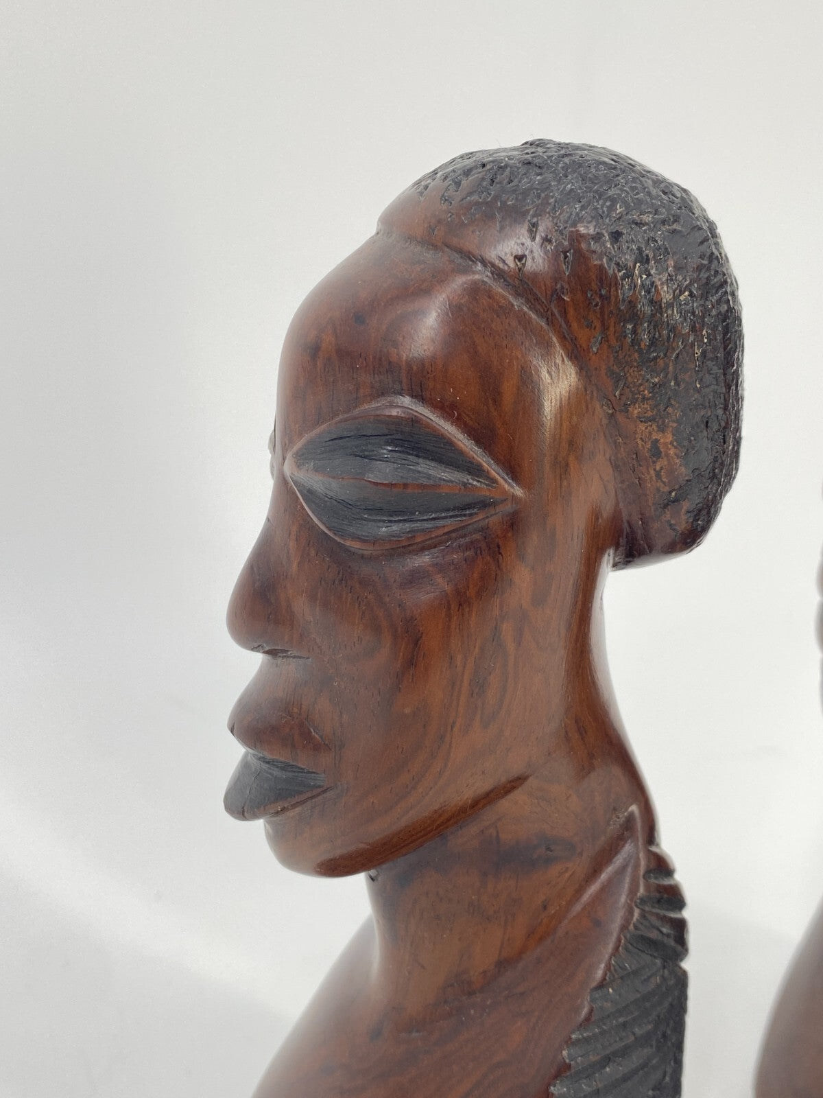 * 2 x AFRIKA HOLZ FIGUR KOPF ROSENHOLZ BÜSTE SCHNITZ HANDARBEIT VINTAGE