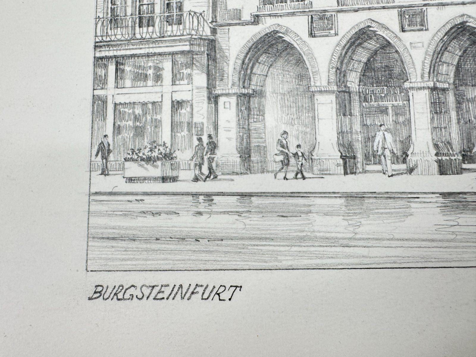 * HEINZ WEHLISCH ZEICHNUNG BURGSTEINFURT ALTES RATHAUS ANSICHT
