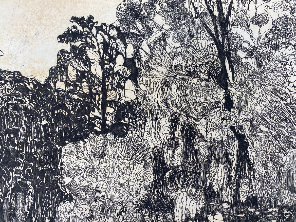 * RADIERUNG HERBERT GRUNWALDT VEGETATION 1963 SIGNIERT SURREALISMUS ORIGINAL