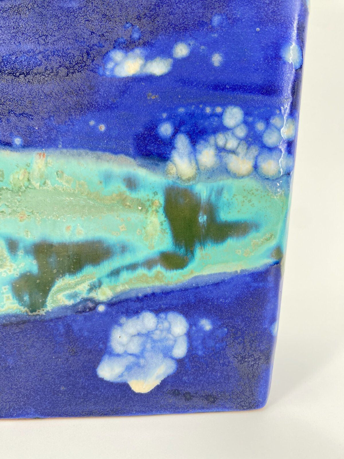 * STUDIOKERAMIK CARSTENS VASE 839/23 BLAU GRÜN ZINKKRISTALLE 70ER
