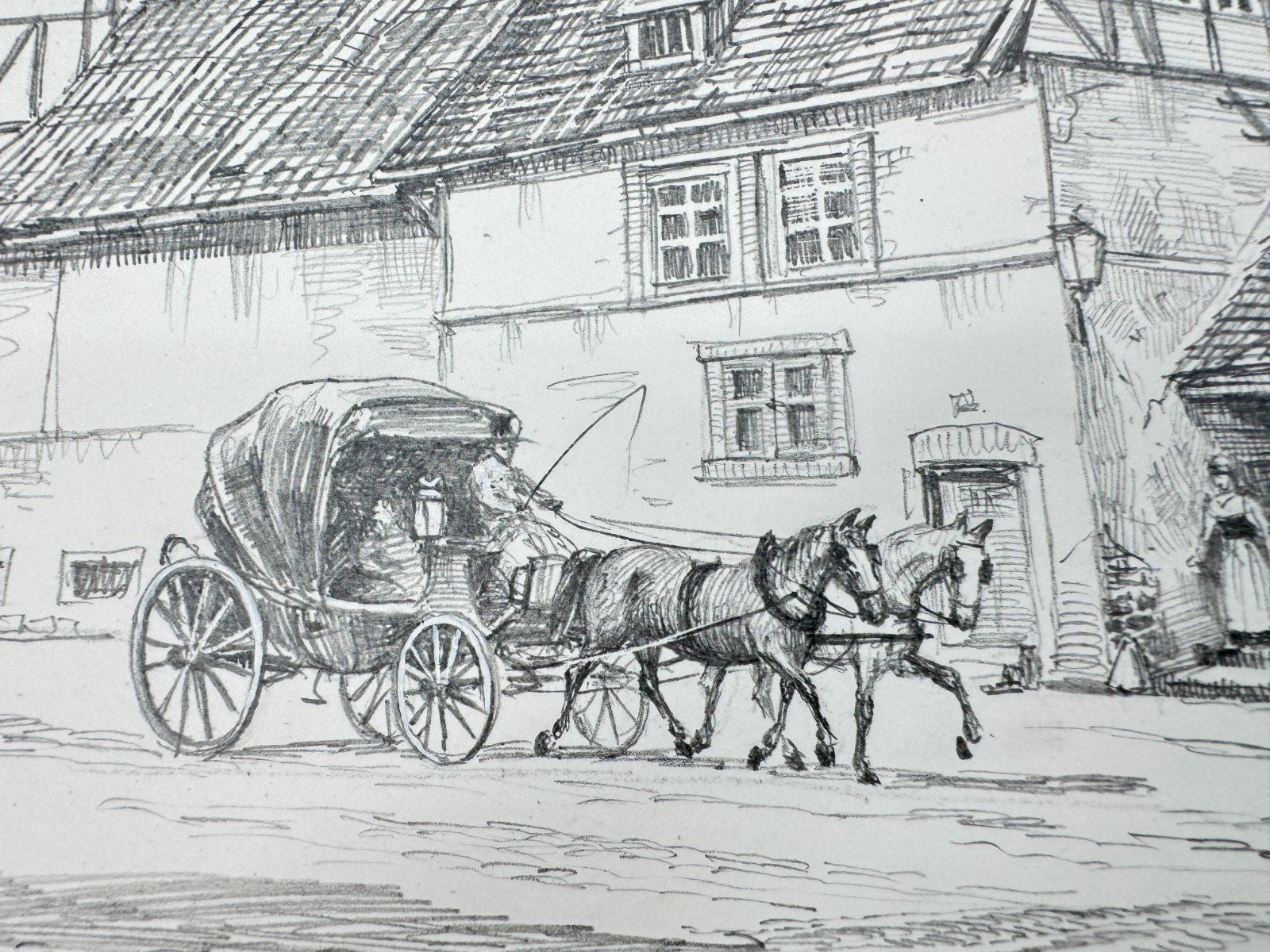 * HEINZ WEHLISCH ZEICHNUNG WEINHEIM UM 1880 ANSICHT SIGNIERT