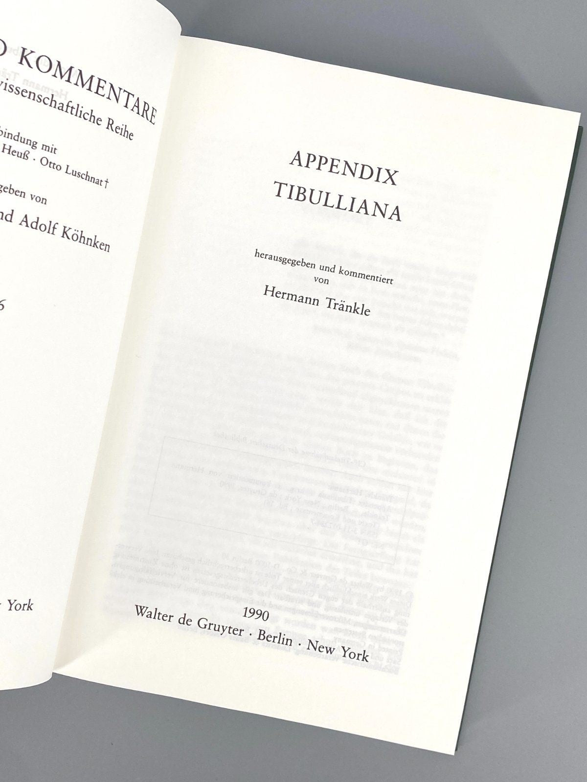 *BUCH APPENDIX TIBULLIANA HERMANN TRÄNKLE DE GRUYTER 1990/2012