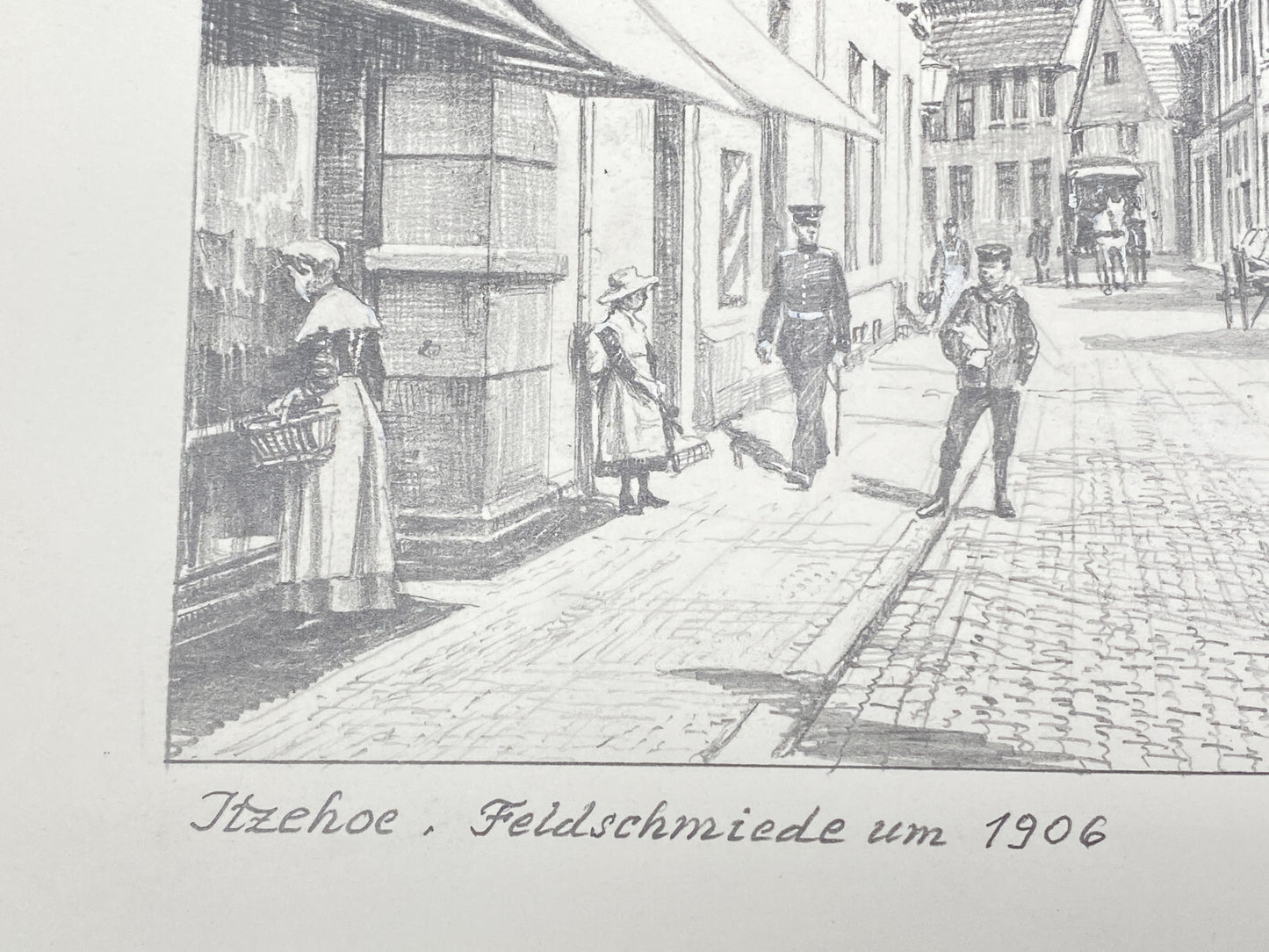 DEUTSCHER KÜNSTLER HEINZ WEHLISCH ZEICHNUNG ITZEHOE FELDSCHMIEDE 1906 SIGNIERT