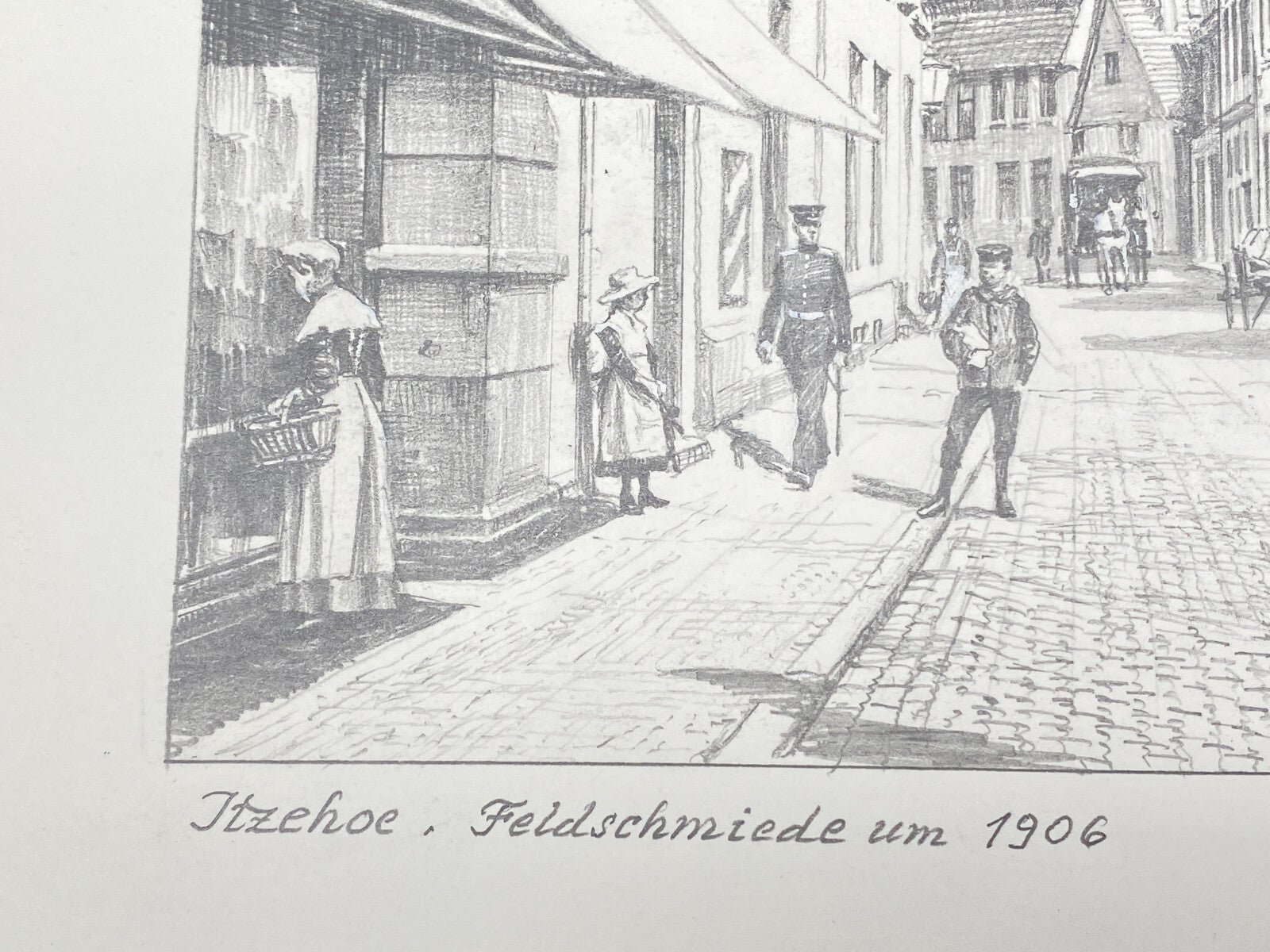 DEUTSCHER KÜNSTLER HEINZ WEHLISCH ZEICHNUNG ITZEHOE FELDSCHMIEDE 1906 SIGNIERT