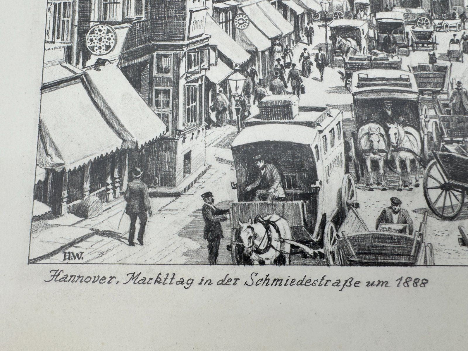 * HEINZ WEHLISCH ZEICHNUNG HANNOVER SCHMIEDESTRAßE 1888 ANSICHT