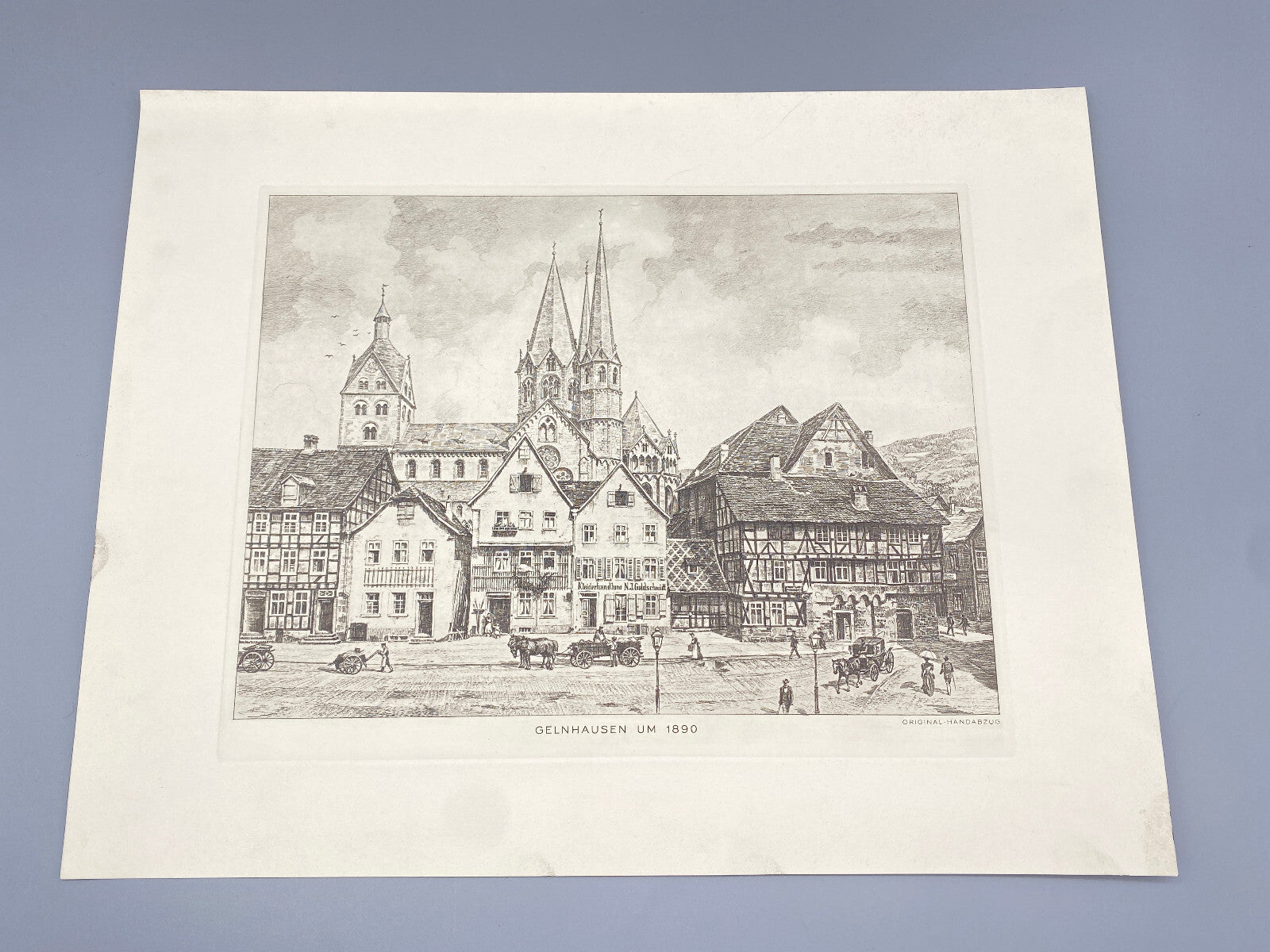 DEUTSCHER KÜNSTLER HEINZ WEHLISCH RADIERUNG GELHAUSEN UM 1890 ORIGINAL HANDABZUG