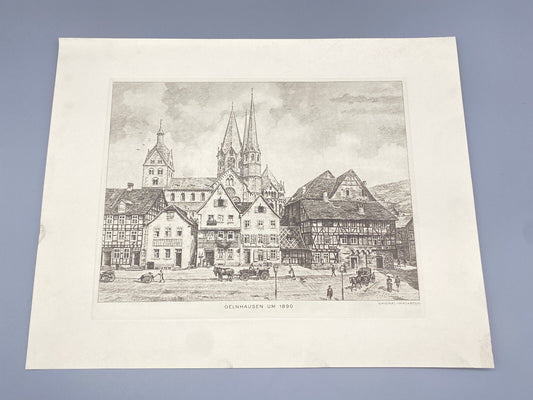 DEUTSCHER KÜNSTLER HEINZ WEHLISCH RADIERUNG GELHAUSEN UM 1890 ORIGINAL HANDABZUG