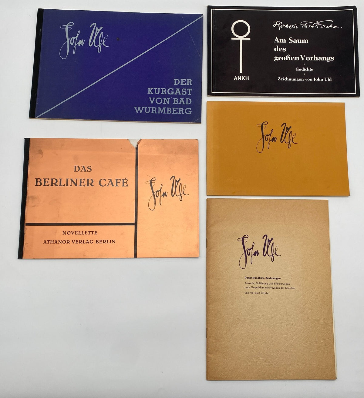 SAMMLUNG 5x KUNST KATALOG SIGNIERT WIDMUNG JOHN UHL ZEICHNUNGEN GEDICHTE 1970er