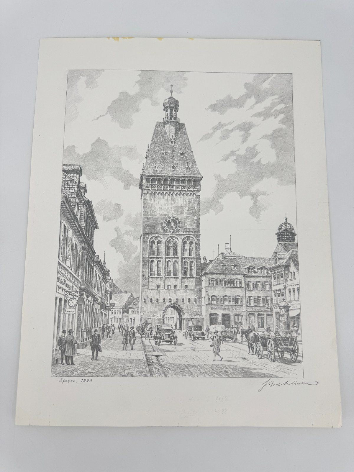 * HEINZ WEHLISCH ZEICHNUNG SPEYER UM 1929 ANSICHT SIGNIERT