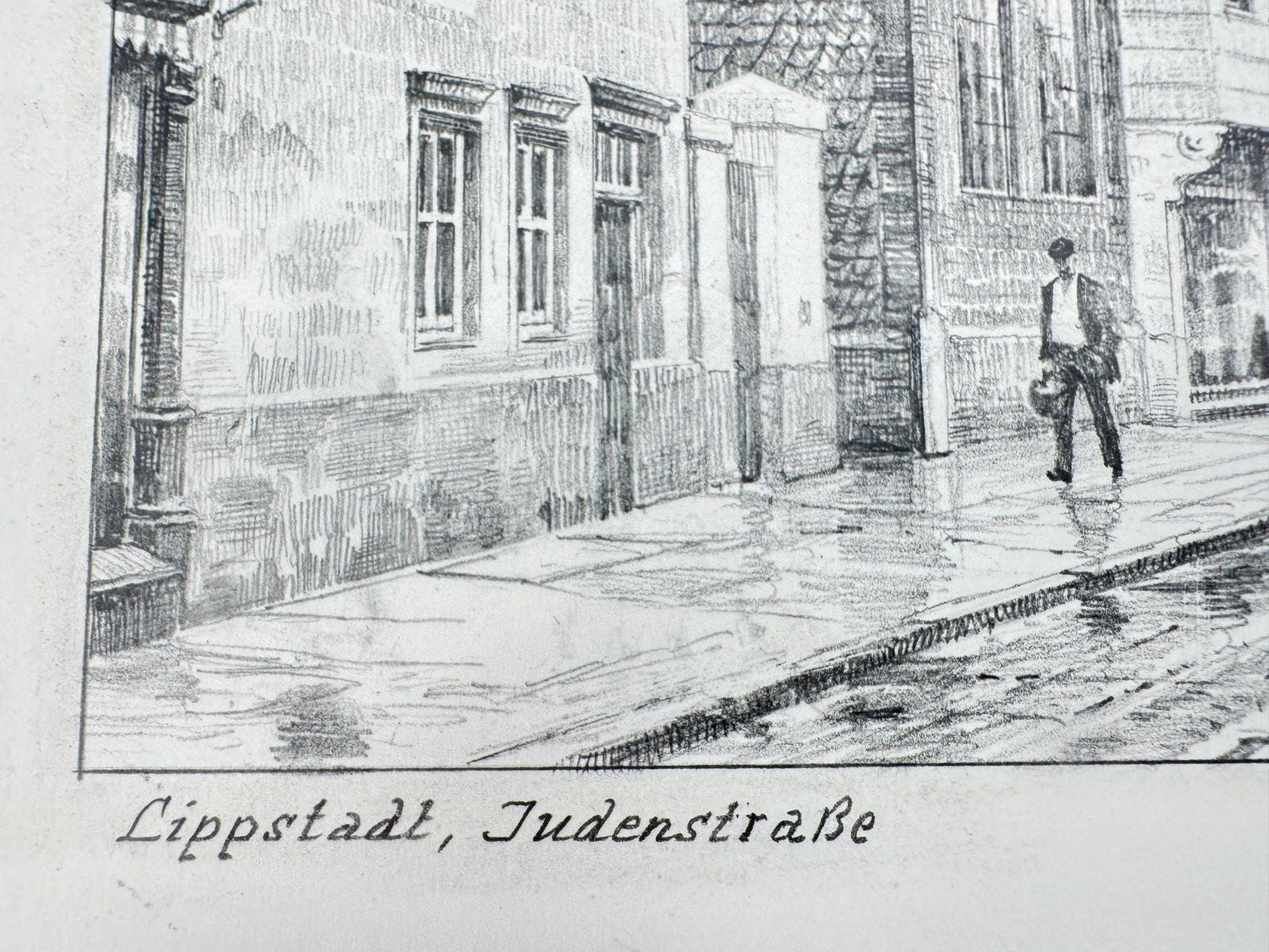 * HEINZ WEHLISCH ZEICHNUNG LIPPSTADT JUDENSTRAßE ANSICHT SIGNIERT