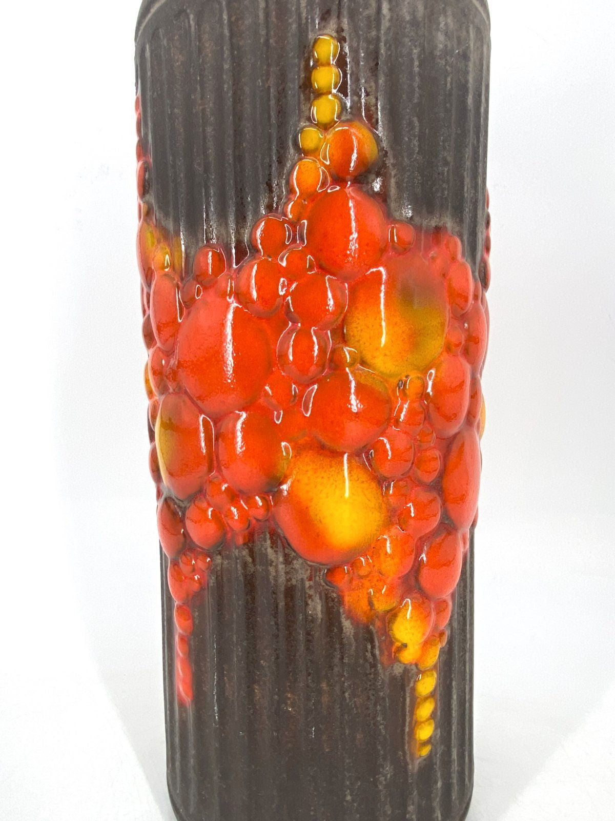 * FAT LAVA BODENVASE VASE POTTERY VULKAN 60er 70er ORANGE AUSTRIA