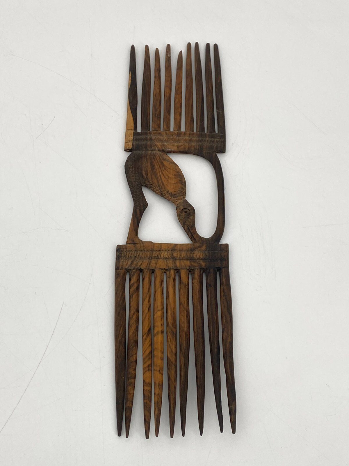 * 2 x AFRIKANISCHER KAMM HAARKAMM HOLZ HANDGESCHNITZT AFRIKA VINTAGE SCHNITZEREI