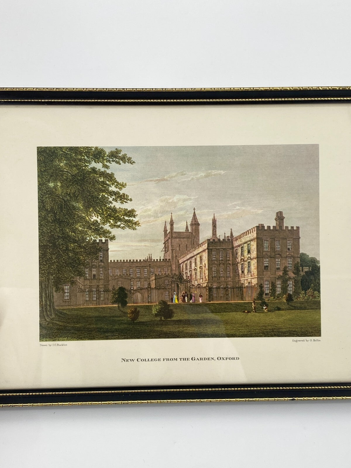 * 2 x DRUCK KUNSTDRUCK RADIERUNG NEW COLLEGE OXFORD ST. JAMES PALACE PALL MALL